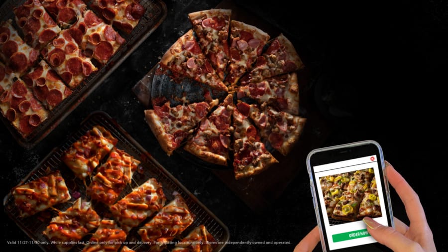 Hungry for a Deal? Black Friday/Cyber Monday Promo Visit this page from 11/27 - 11/30 to get 20% OFF All menu-priced Pizzas. Use Online Code: CYBER (Pick-up or delivery. Online only.) Valid 11/27 - 11/30 only. While supplies last. Online only for pickup and delivery. Participating locations only. Stores are independently owned and operated.
